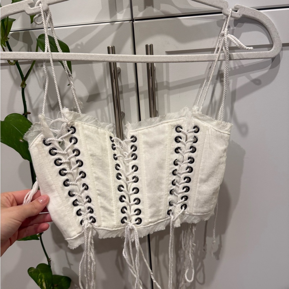 Sugar Thrillz White Lace-Up Crop Top